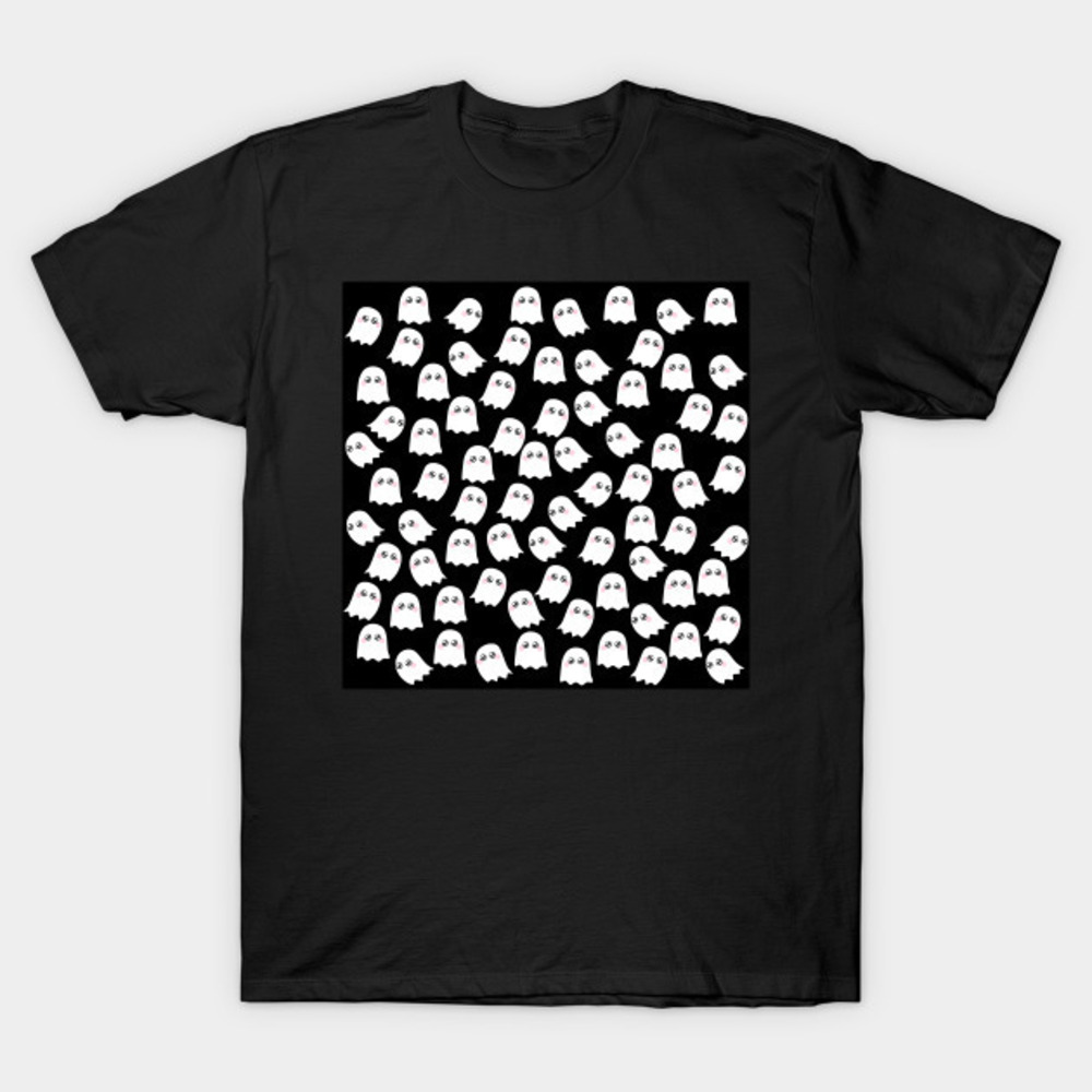 Cute Ghosts On Black Background Tshirt